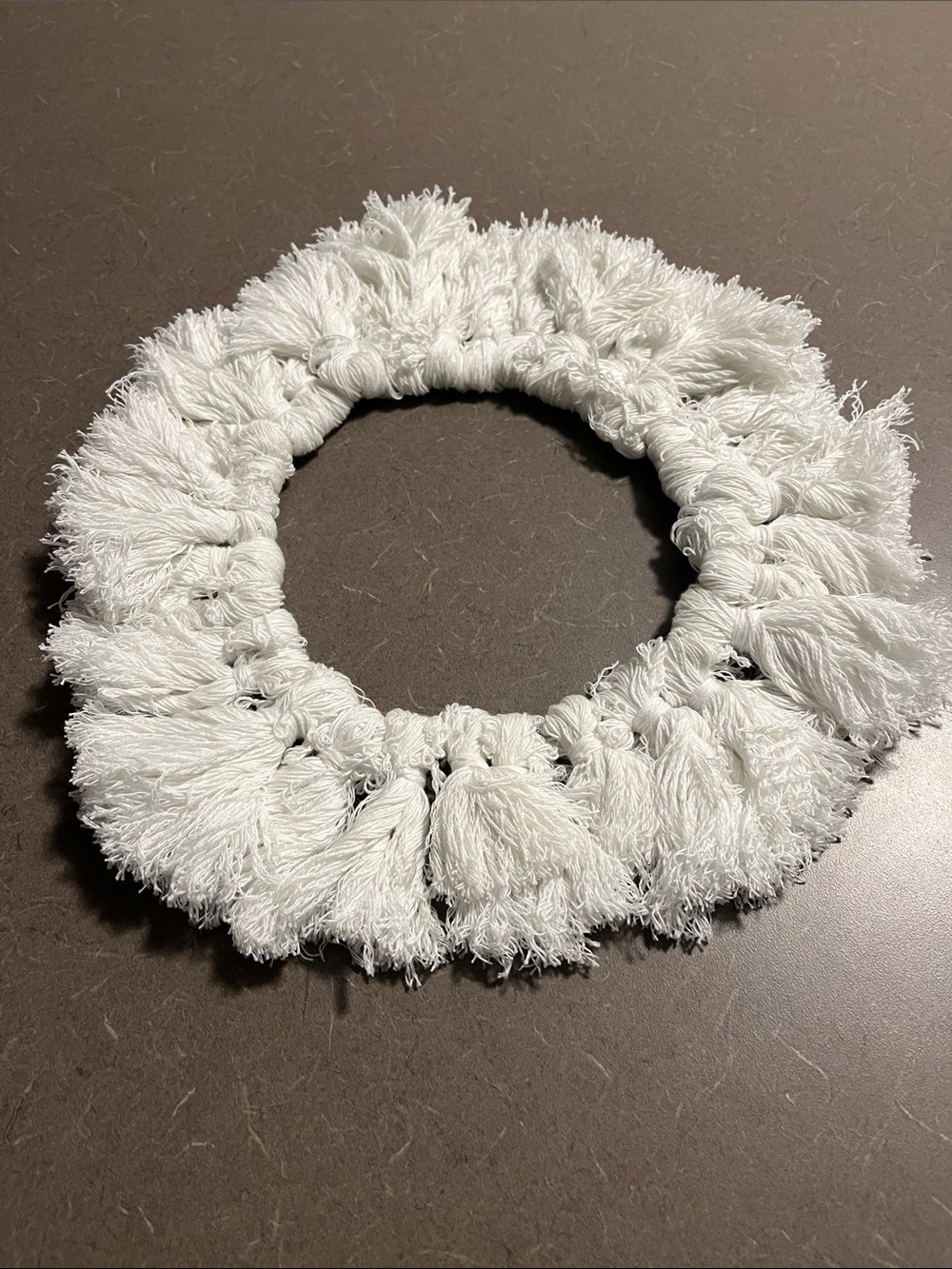 White Tassel Macramé Wreath Accent - Home Accents 12” round